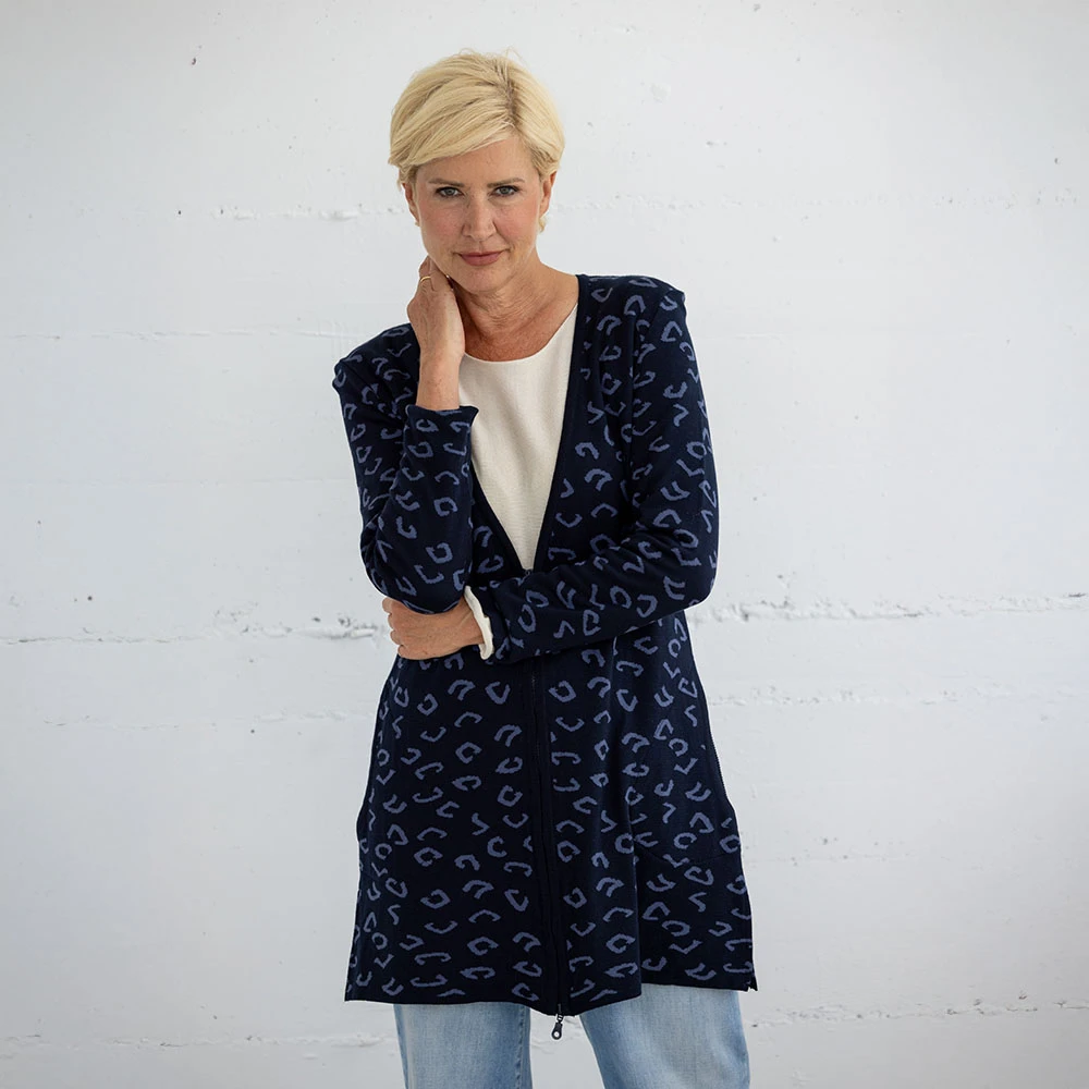 Jacke mit Reißverschluß, Leo-Jaquard