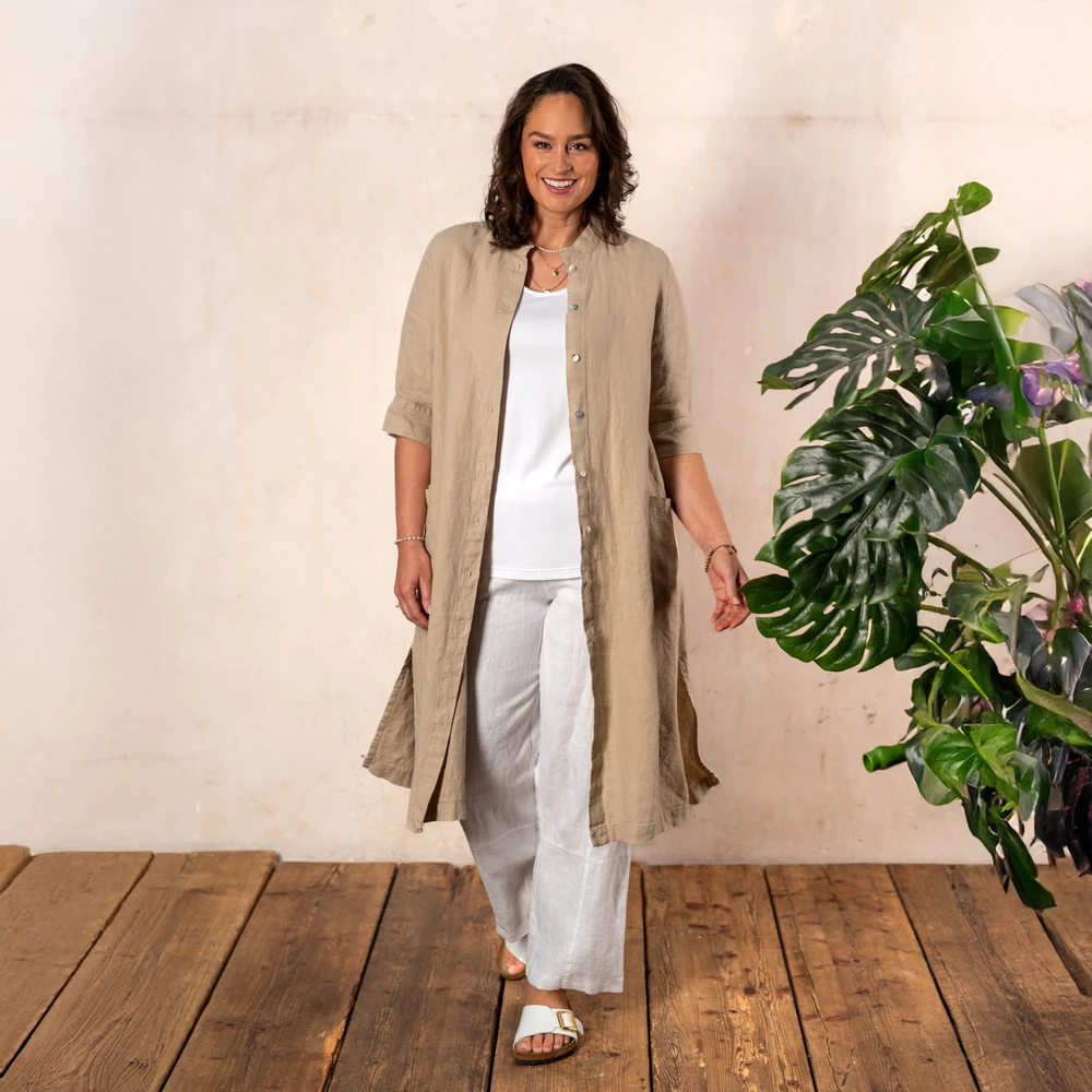 Leinen-Kleid, geknöpft