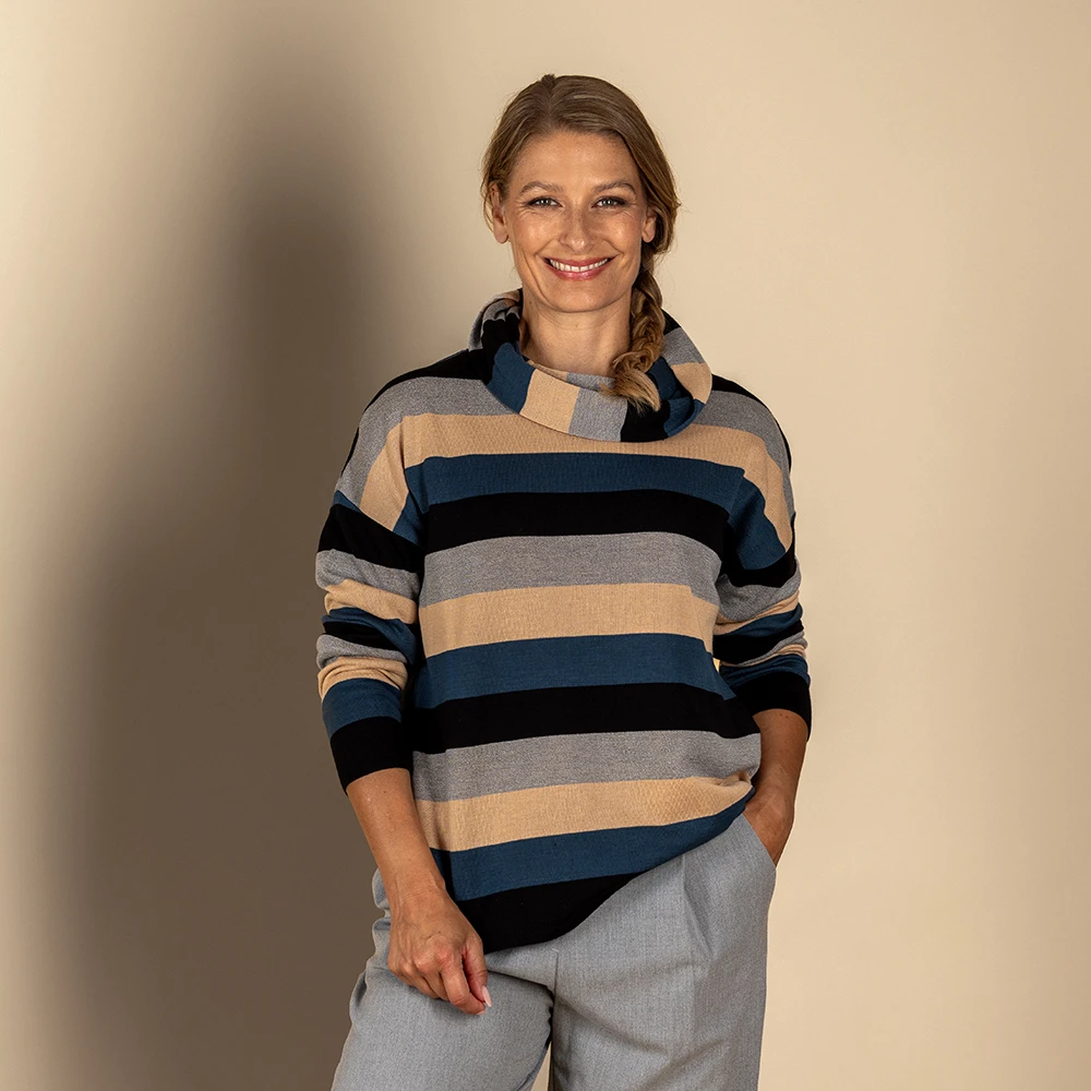 Ringelpullover, Rollkragen
